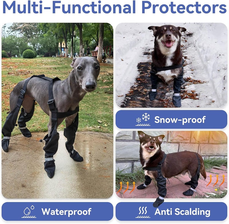 Billionchains Dog Boots with Adjustable Suspender, Anti-Slip Dog Shoes, Waterproof Paw Protector for Rainy, Snowy, Hot Pavement, XL - Image 5